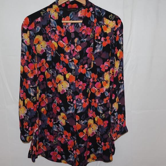 Investments Blouse Button Down Floral Multicolor 3/4 sleeves - Picture 12 of 12